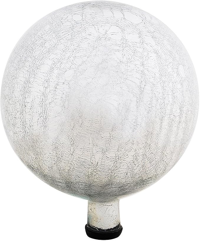 Achla Designs 12-Inch Crackle Gazing Globe Ball, Silver
