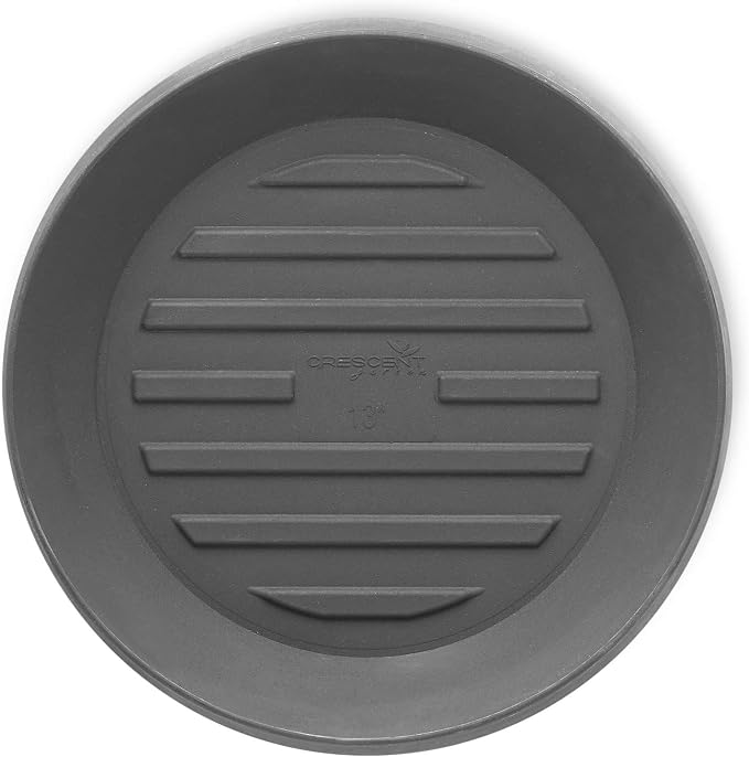 Crescent Garden Universal Round Planter Saucer, Durable Drainage Dish for Plant Pots, Heavy-Duty Plant Dishes Saucer, Indoor & Outdoor Plant Trays - Slate (11 inch Inner, 15 inch Outer Diameter)