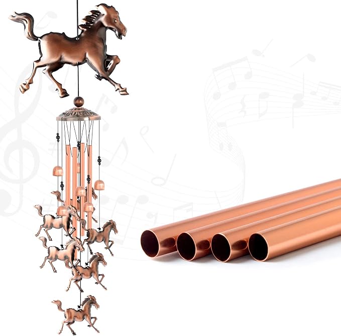 JOBOSI Horse Wind Chimes, Horse Room Garden Patio Decor, with S Hook Flamingo Decor Gifts, Gifts for mom Women Grandma Friends Mother