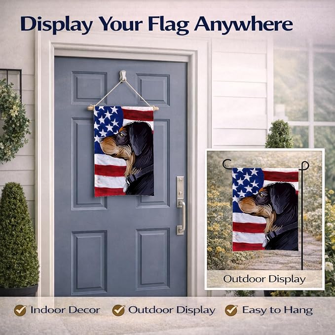 Caroline's Treasures CK6744GF Transylvanian Hound American Flag Garden Flag Mailbox Flag Decorative Yard Flag Banner Outside Patio Artwork Yard Flower Beds, Garden Size, Multicolor