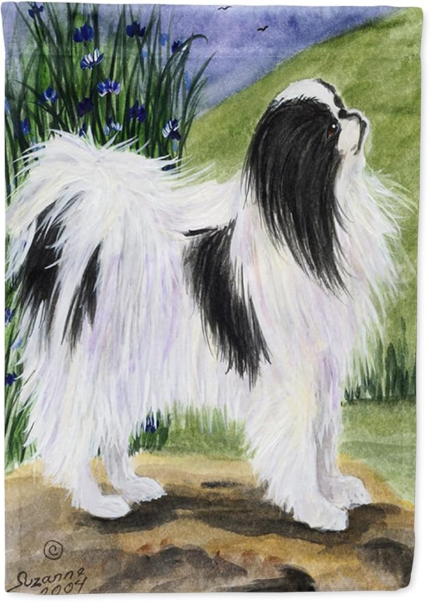 Caroline's Treasures SS8028GF Japanese Chin Garden Flag Mailbox Flag Decorative Yard Flag Banner Outside Patio Artwork Yard Flower Beds, Garden Size, Multicolor