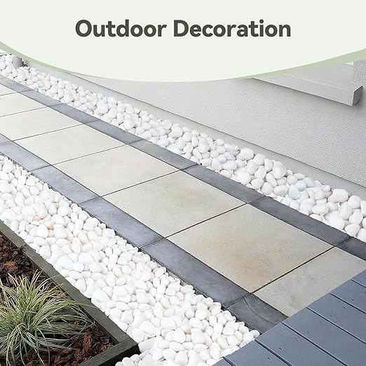 Pulovin 18lbs White Rocks for Plants Indoor, 1-2 inch Decorative Garden Stone Outdoor Landscaping, Walkways, Yard, Large Polished River Rocks for Plants Pots, Vases, Crafts