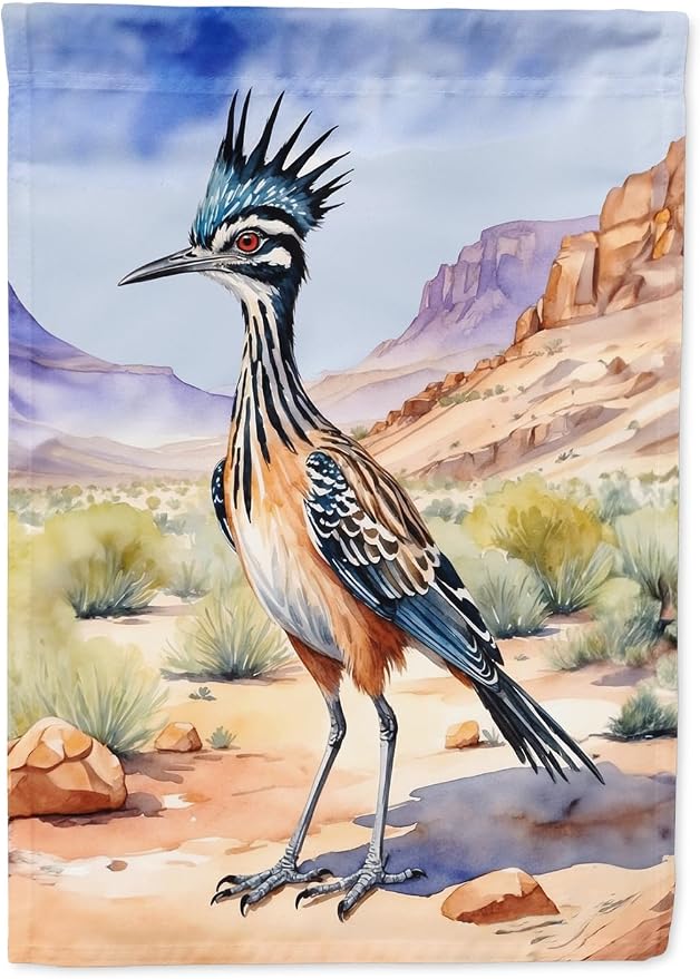 Caroline's Treasures New Mexico Greater Roadrunner House Flag Large Porch Sleeve Pole Decorative Outside Yard Banner Artwork Wall Hanging, Polyester, House Size, Multicolor