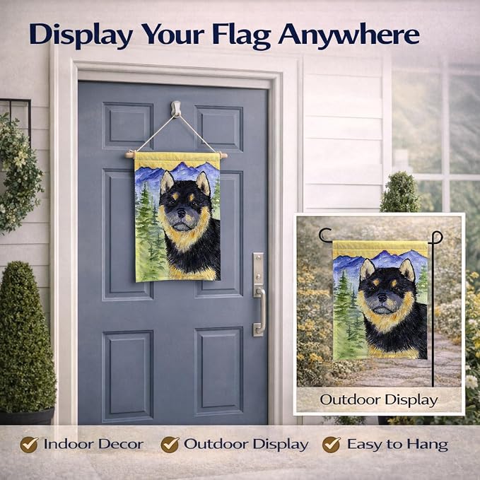 Caroline's Treasures SS8274GF Shiba Inu Garden Flag Mailbox Flag Decorative Yard Flag Banner Outside Patio Artwork Yard Flower Beds, Garden Size, Multicolor