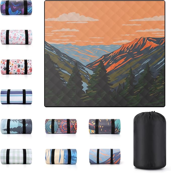 80x80 Waterproof Picnic Blankets Outdoor Sandless Beach Blanket Foldable Padded Ground Grass Park Lawn Mat Tent Camping Rug Backpack Hiking Roadtrip Gadgets Gifts Rv Car Travel Trailers Items