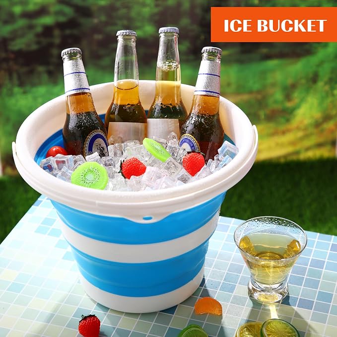 Pickmesh 4 Pcs Collapsible Bucket 2.6 Gallon (10l) Foldable Collapsible Sand Bucket with Handle Small Cleaning Pail for Household Outdoor Car Washing Camping Beach Sand (Blue, Pink, Orange, Gray)