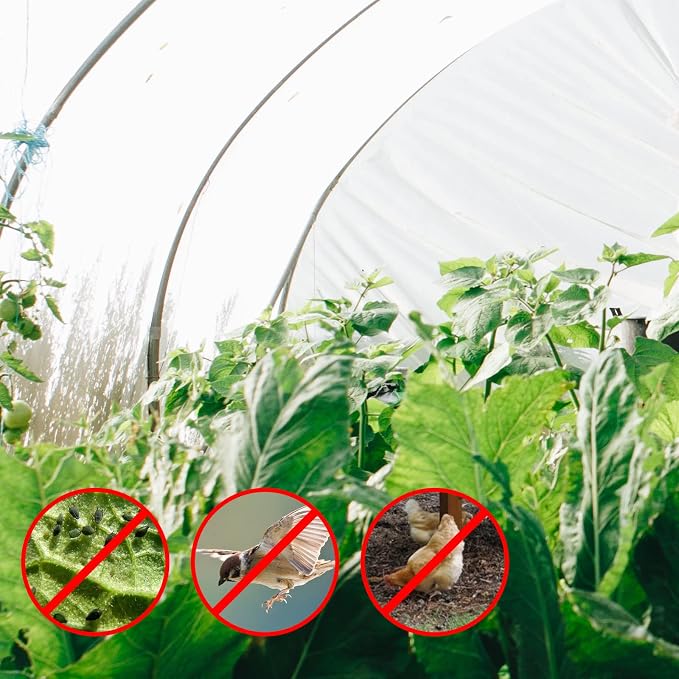 10 x 65FT Garden Mesh Netting, Ultra Fine Mesh Protection Netting Plant Covers Greenhouse Row Cover Raised Bed Screen Barrier Net for Vegetable Fruits Flowers Trees Crops, White