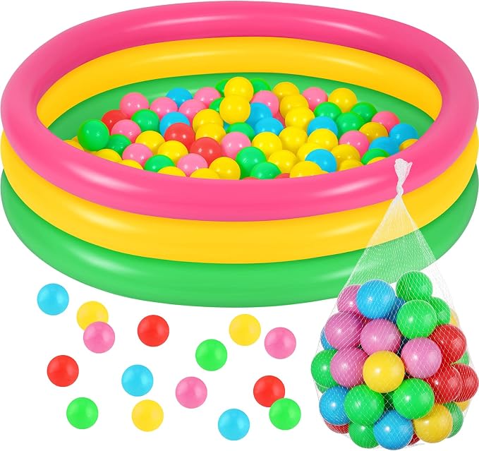 Honoson 47.2 Inch Inflatable Kiddie Pool Baby Pool with 50 Pcs Balls, Inflatable Swimming Pools Blow up for Beach Water Play Backyard Summer Indoor and Outdoor Party Supplies