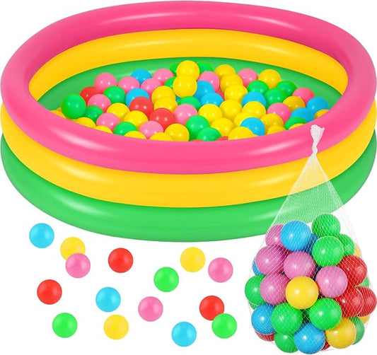 Honoson 47.2 Inch Inflatable Kiddie Pool Baby Pool with 50 Pcs Balls, Inflatable Swimming Pools Blow up for Beach Water Play Backyard Summer Indoor and Outdoor Party Supplies