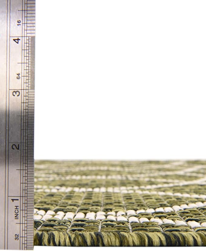 Unique Loom Outdoor Trellis Collection Area Rug - Gitter (10' Square, Green/ Ivory)