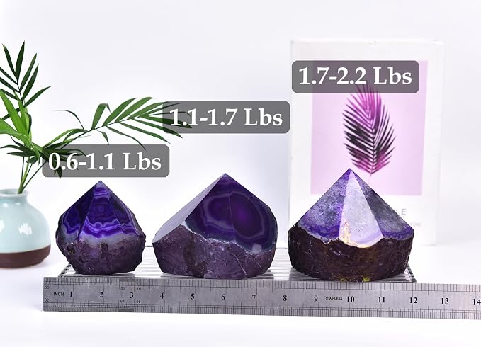 Agate Wand Irregular Pillar 0.6-1.1 Lbs Dyed Purple for Vintage Galaxy Theme Small Garden Relaxation Desktop Decor