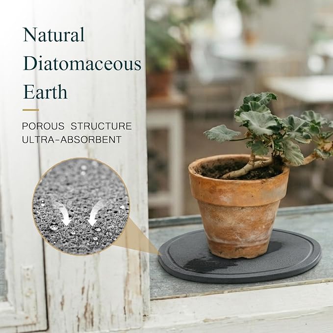 8 10 12 Inch 3 Pcak Diatomite Plant Saucers for Indoors Outdoors, Flower Plant Pot Saucers Drainage Trays to Catch Water, Diatomaceous Earth Planter Plates Water Catcher Drip Trays, Grey