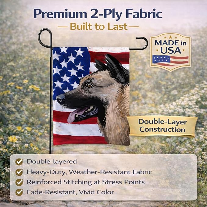 Caroline's Treasures CK6598GF Kunming Wolfdog American Flag Garden Flag Mailbox Flag Decorative Yard Flag Banner Outside Patio Artwork Yard Flower Beds, Garden Size, Multicolor