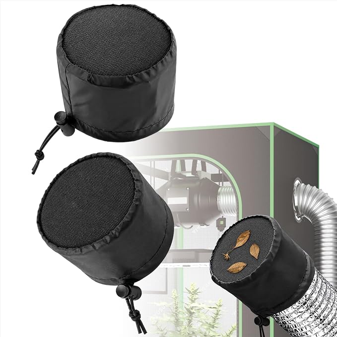 Grow Tent Vent Covers - 4"/6"/8" Dustproof Duct Filter Vent Cover with Elastic Band & Fixed Buckle for Plant Grow Tent Accessories, 2 Pcs (6")