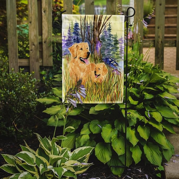 Caroline's Treasures SS8014GF Golden Retriever Garden Flag Mailbox Flag Decorative Yard Flag Banner Outside Patio Artwork Yard Flower Beds, Garden Size, Multicolor