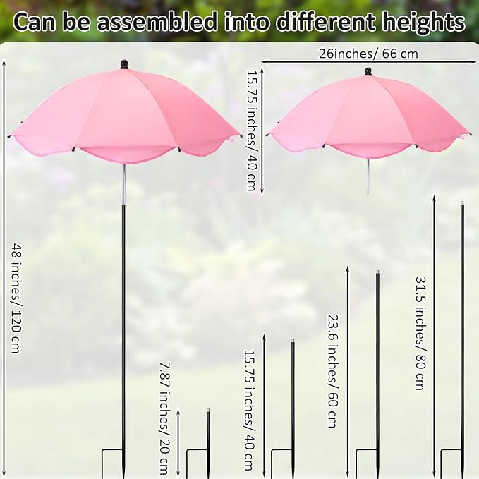 1 Pcs 26 Inch Plant Umbrellas for Outdoor Plants Garden Umbrella Shade for Potted Plant, Garden Bed Flower Pot Provide Shade to ‌defend Blazing Sun (Pink)