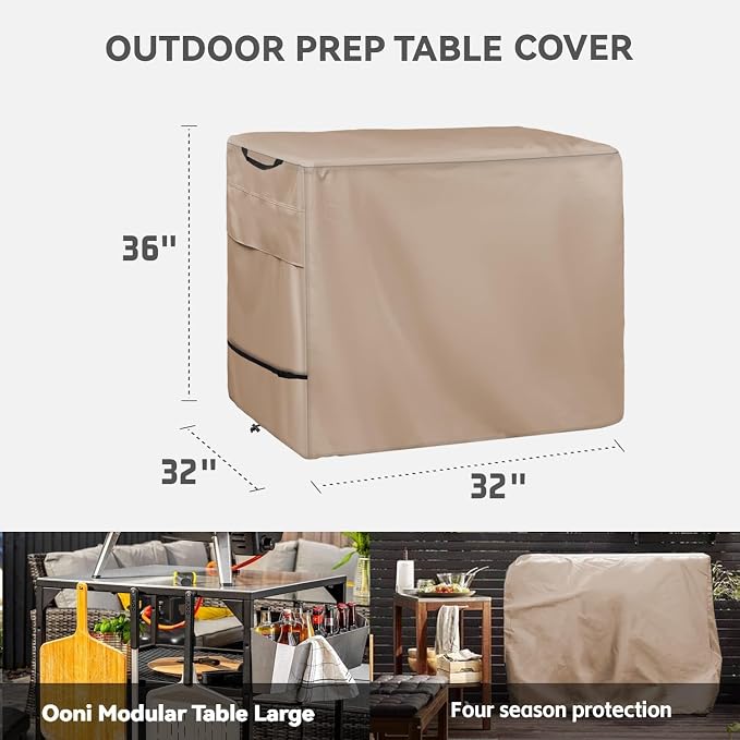 Outdoor Pizza Oven Table Cover, Size 32 x 32 x 36 inch, Khaki | for Heavy Duty Waterproof Cover for Ooni Large Table