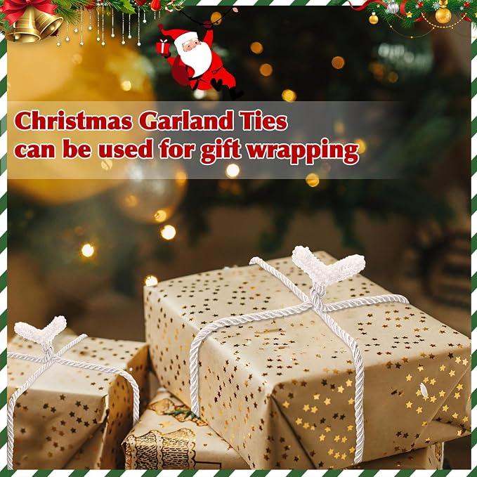 Zhengmy 20 Pcs 25 Inch Extra Long Christmas Garland Ties Christmas Decorative Twist Ties for Banister Reusable Flexible Twist for Holiday Xmas Home Decorations Craft Wrapping (White)