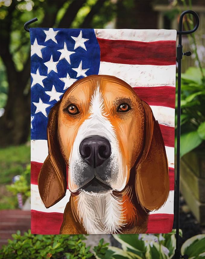 Caroline's Treasures CK6556GF Hamiltonstovare Dog American Flag Garden Flag Mailbox Flag Decorative Yard Flag Banner Outside Patio Artwork Yard Flower Beds, Garden Size, Multicolor