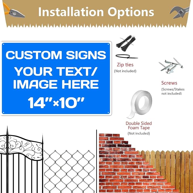 Personalized signs,Aluminum Weatherproof Metal Sign Multiple Sizes Custom Personalized Text And picture Here,hazard sign,garden sign,custom door sign,Customised business signs Blue 14×10