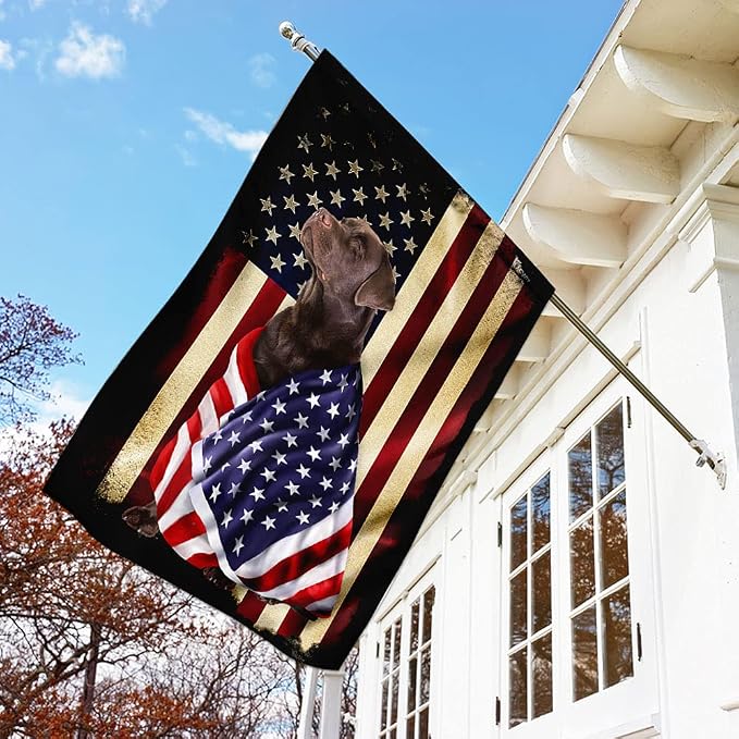 FLAGWIX Chocolate Labrador Retriever Flag - Outdoor Labrador Decorations, 29.5" x 39.5" House Flag For Porch, Patio, Wall Decor, Heavy-duty Canvas Labrador Flag Dog Garden Home Décor