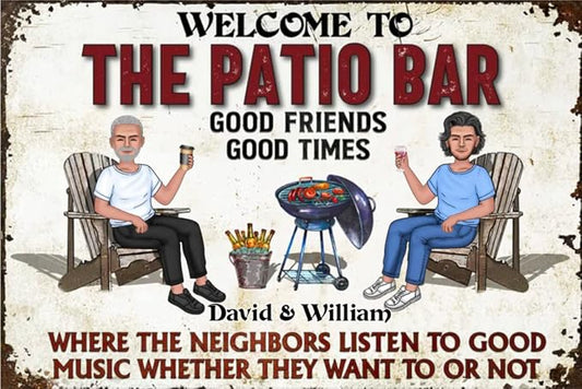 Personalized Classic Metal Sign - Welcome to Patio Bar Grilling Listen to The Good Music Couple Husband Wife Custom Wall Decor for Home Gate Garden Bars Sign Gift vintage metal signs Wall Decoration