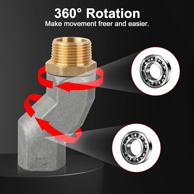 EVIL ENERGY 1" NPT 2PCS Fuel Transfer Hose Swivel 360 Rotating Connector for Fuel Nozzle Multi Plane Swivel
