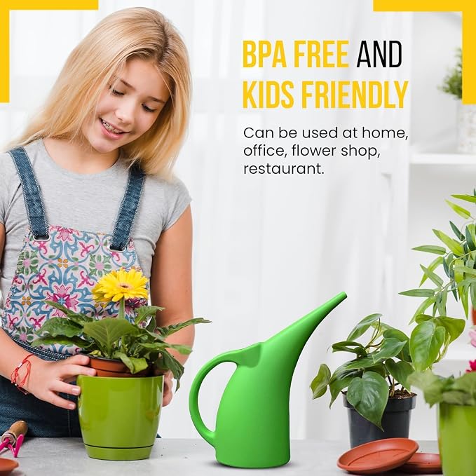 2 Pack 1/2 Gallon Green Watering Can – Small Plastic Plant Waterer for Indoor & Outdoor Use – Lightweight Garden Tool with Easy Pour Spout – Ideal for Flowers, Herbs & Lawns