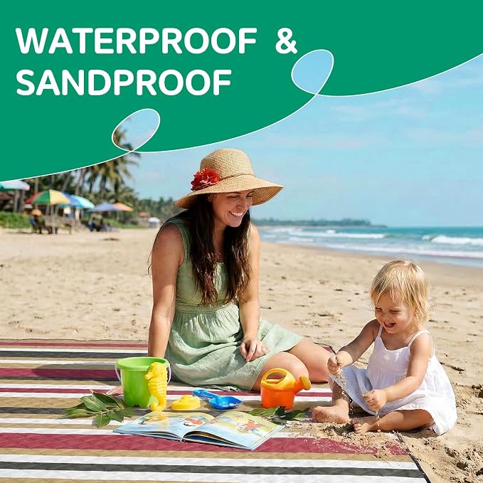 Waterproof Beach Blanket Picnic Outdoor Camping Mat Rug Christmas Xmas Birthday Cool Practical Gift Mother Day Mom Big Sister Law Bestie Best Aunt Hostess Regalos de Navidad Para Mujer Mama Abuela