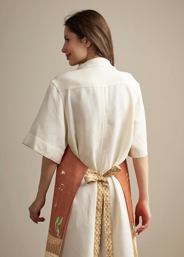 Maison d' Hermine Aprons for women with Pocket 100% Cotton (27.50"x31.50") | Adjustable Neck Strap & long ties Apron Men Chef Wedding Cooking Gardening Server Maid
