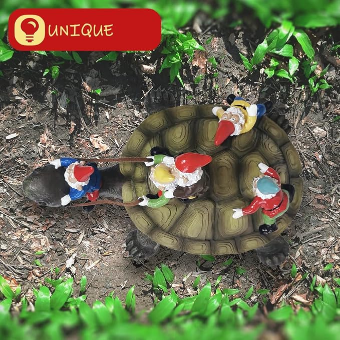 Sunthus Garden Gnomes Decorations for Yard Statues Turtle Outdoor Decor | Funny Resin Art Figurine For Gnome Lovers
