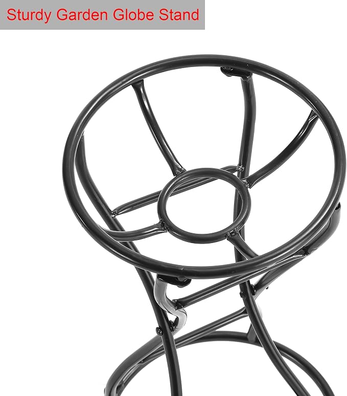 Metal Gazing Ball Holder Stands for 10 or 12 inch Balls, Black Outdoor Gazing Globe Stand for Garden, 9" L x 9" W x 16.6" H