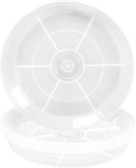VUWEZ 6 Pack of Plant Saucer 8 Inch, 8 inch Plant Saucer Round, Plastic Flower Plant Trays for Pots, Plant Saucers for Indoors 8", Plant Pot Saucers, Planter Tray for Planter 6-8" (8", Clear)