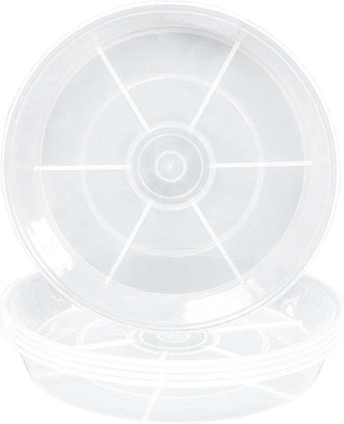 VUWEZ 6 Pack of 22 inch Plant Saucer, Plant Tray 22 Inch Round, Plant Saucers for Indoors, Plant Trays for Pots, Flower Pot Saucers, Pot Saucers for Planter 17-23" (22", Clear)