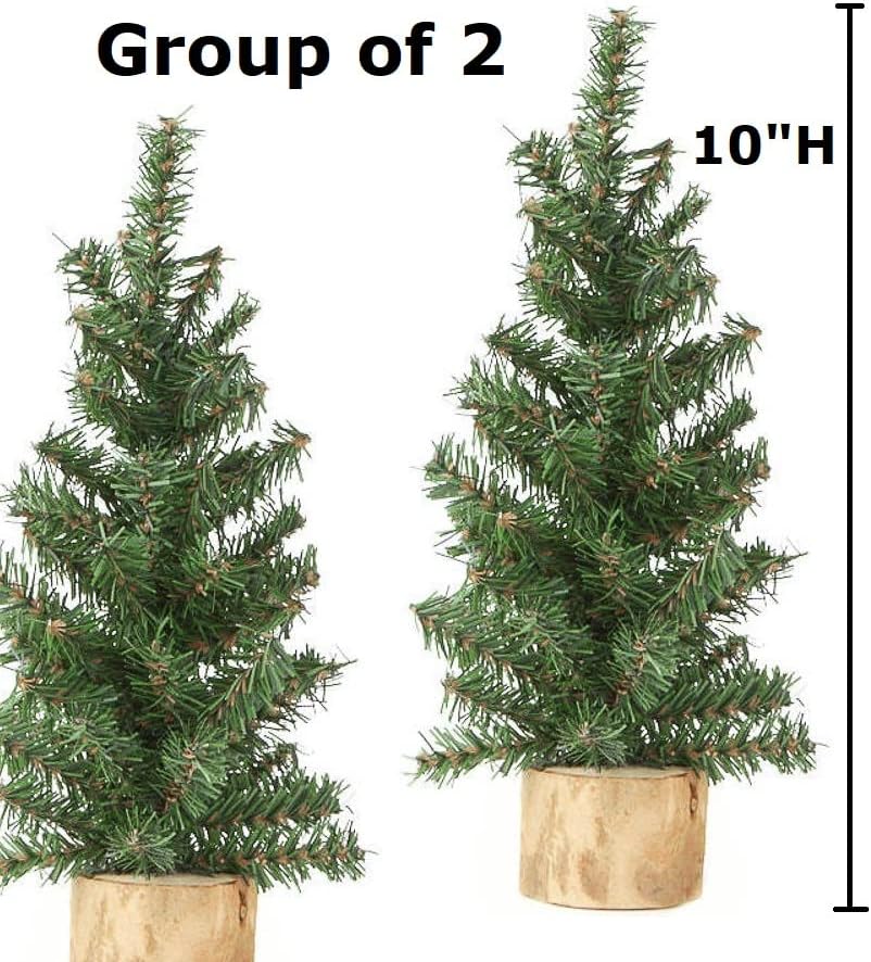 2 Small Artificial Canadian Pine Christmas Trees – 10" Mini Pine Trees - Image 4