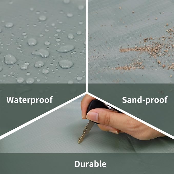 Frelaxy Pocket Picnic Blanket, Waterproof Sandproof Beach Mat, Compact Camping Tarp for Festivals, Hiking, Travel, Outdoor Recreation (Grey, 35'' x 57'')