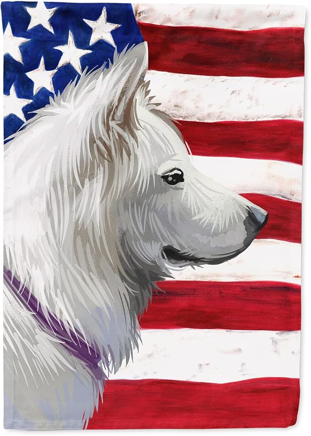 Caroline's Treasures CK6668GF Pungsan Poongsan Dog American Flag Garden Flag Mailbox Flag Decorative Yard Flag Banner Outside Patio Artwork Yard Flower Beds, Garden Size, Multicolor