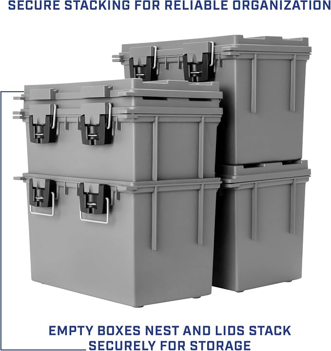 Sheffield XL Ammo Box Made in USA, Stackable Lockable Ammo Storage Box | 2 Pack Lockable Storage Box, Water and Dust Resistant Dry Box, Secures Hunting Gear, Gun Accessories, Supplies, and Bullets