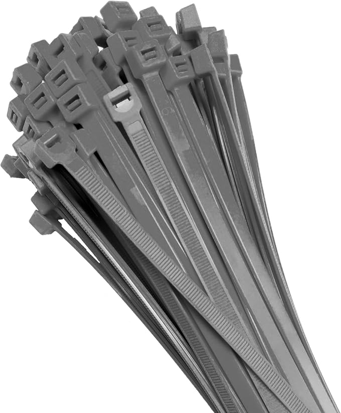Electriduct 4" Nylon Cable Zip Ties Self-Locking Adjustable Plastic Ties - Gray (100 Pack)