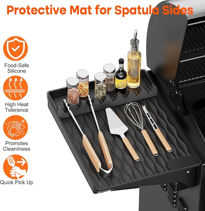 Blackstone Griddle Silicone Grill Mat, Food-Grade Heat-Resistant Drip Pad & Spatula Mat for Blackstone/Weber/Traeger/Pit Boss Grills, Kitchen Counter Protector, BBQ Accessories Gift