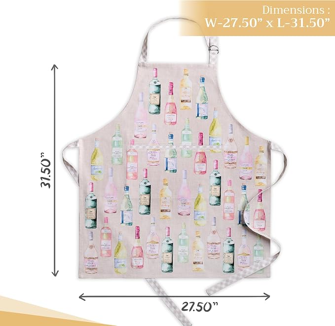 Maison d' Hermine Aprons for women with Pocket 100% Cotton (27.50"x31.50") | Adjustable Neck Strap & long ties Apron Men Chef Wedding Cooking Gardening Server Maid