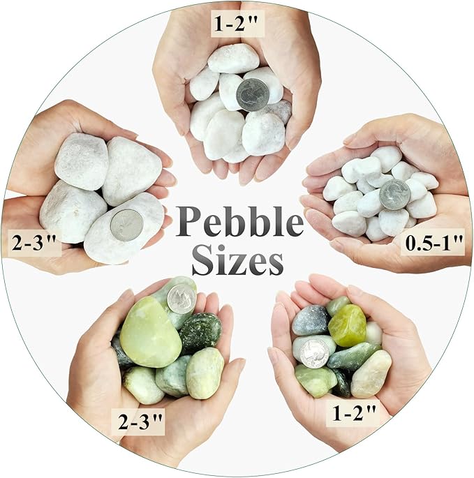 FANTIAN 5 lbs White Pebbles for Indoor Plants, 0.5-1 Inch Pea Gravel Stones for Planters, Decorative River Rocks for Succulent, Cactus, Vases, Aquariums, Crafting and Garden Landscaping