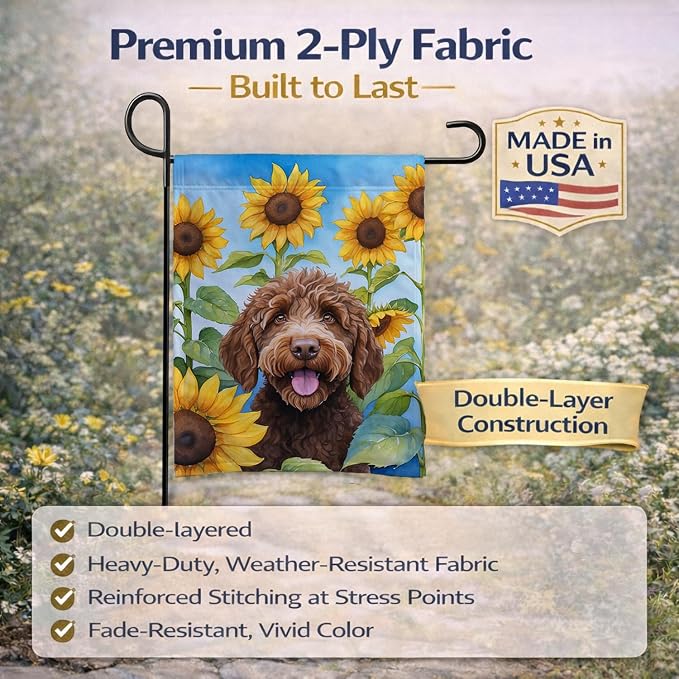Caroline's Treasures DAC6112GF Labradoodle in Sunflowers Garden Flag Mailbox Flag Decorative Yard Flag Banner Outside Patio Artwork Yard Flower Beds, Garden Size, Multicolor