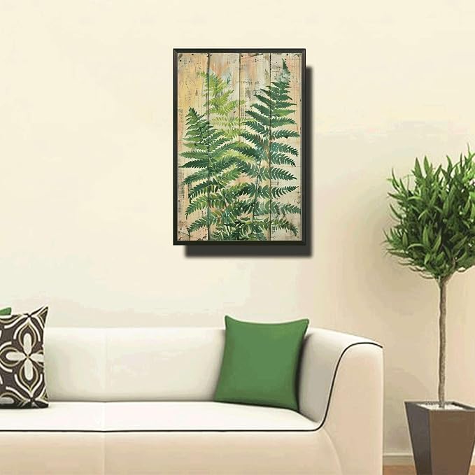 Metal Sign Tin Sign Vintage Antique Botanical Fern Tin Sign for Rustic Wall Art Nature Inspired Spaces and Timeless Elegance Bathroom Signs Decor for Restaurant 8×12 Inches with Metal Frame