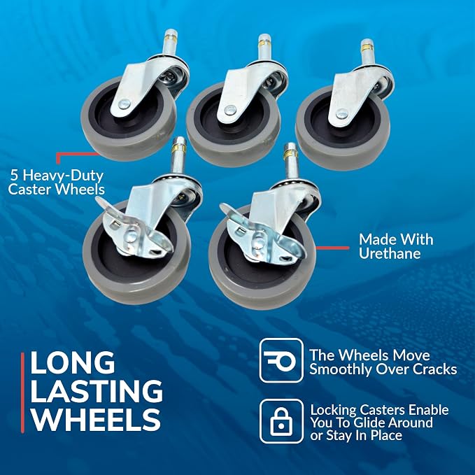 Grit Guard Bucket Dolly with Wheels - Rolling Detailing Wash Bucket with 5 Wheels and 2 Locking Casters Compatible with 2.5, 4, 5 and 6 Gallon Buckets (Green, 3" Grey Casters) - Made in the USA