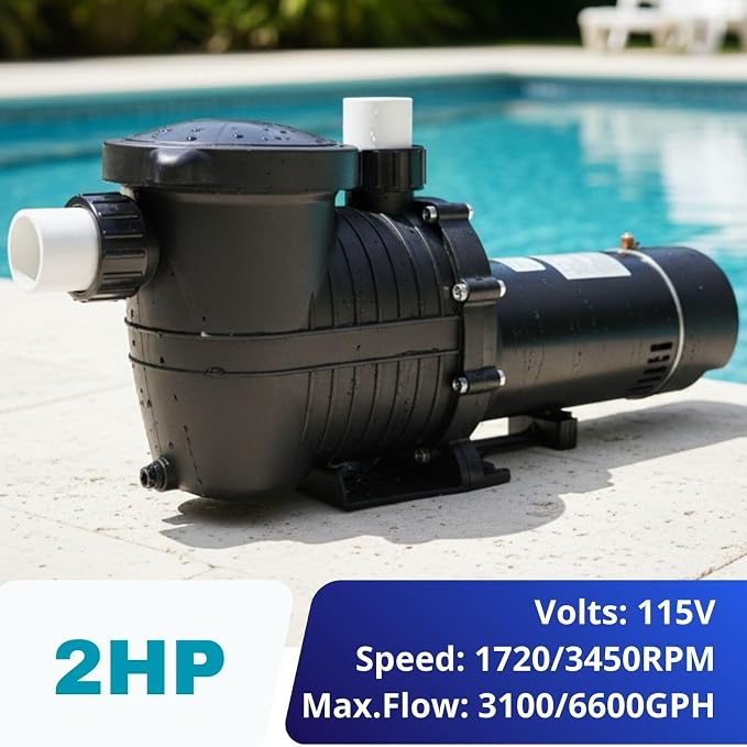 LANCHEZ In/Above Ground Pool Pump, High Flow Self Primming Swimming Pool Pumps Above Ground, Charcoal black