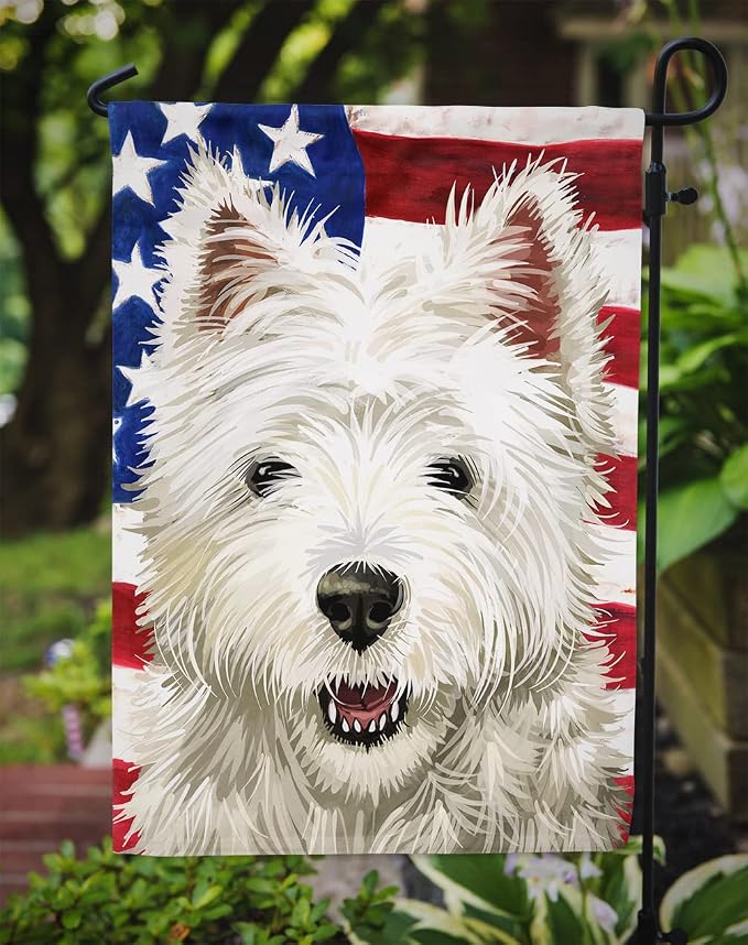 Caroline's Treasures CK6471GF Cairn Terrier Dog American Flag Garden Flag Mailbox Flag Decorative Yard Flag Banner Outside Patio Artwork Yard Flower Beds, Garden Size, Multicolor