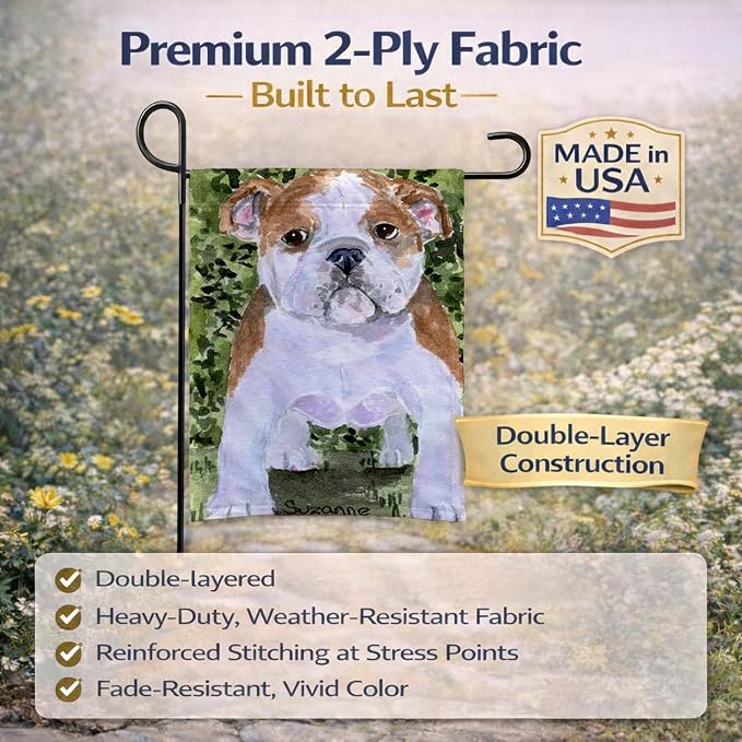 Caroline's Treasures SS8735GF English Bulldog Garden Flag Mailbox Flag Decorative Yard Flag Banner Outside Patio Artwork Yard Flower Beds, Garden Size, Multicolor