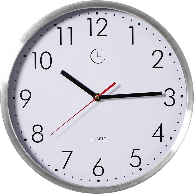 Clockswise 12" Waterproof Aluminum Wall Clock Battery Operated Precision Quartz Movement Weather Resistant Metal Frame for Indoor Outdoor Bathroom Kitchen Patio Garden Living Room Office & Home Décor
