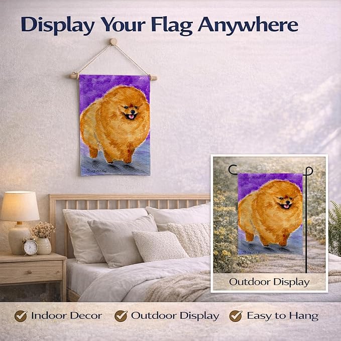 Caroline's Treasures SS8681GF Pomeranian Garden Flag Mailbox Flag Decorative Yard Flag Banner Outside Patio Artwork Yard Flower Beds, Garden Size, Multicolor